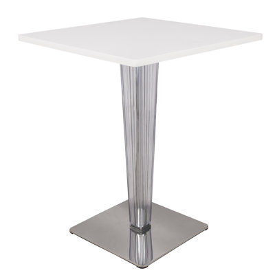 Alexis Square Bistro Dining Table with MDF Top and Chrome Finish Pedestal Base - Seats 2 Person for Kitchen or Dining Room by Ivy Bronx
