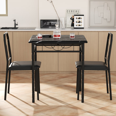 Prentiss 3-Piece Dining Table Set for 2, Small Kitchen Table and Chairs, Pub Table Set, Breakfast Nook Dining Room Furniture, Space-Saving Bistro Tabl by Trent Austin Design