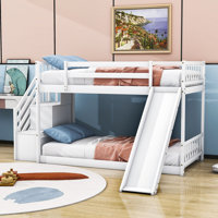 Twin Over Twin Wood Bunk Bed,Bunk Bed With Stairway by Harriet Bee