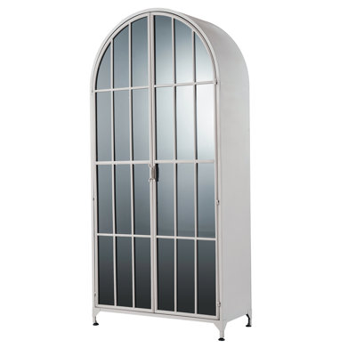 Parisian Arched Glass Door Metal Curio Cabinet by Rowena Interiors