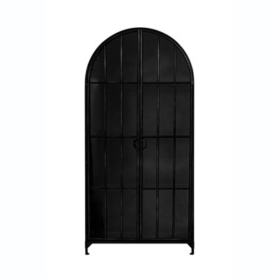 Parisian Arched Glass Door Metal Curio Cabinet by Rowena Interiors