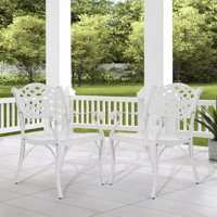 Baronville 2-Piece Patio Cast Aluminum Dining Chairs, All Weather Outdoor Bistro Dining Chair Set for Balcony, Lawn, Garden, Backyard, Lattice Design by Alcott Hill