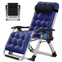 Zero Gravity Chair with Cushion, Cup Holder, Headrest, Lawn Recliner, Reclining Patio Lounger Chair by Arlmont & Co.