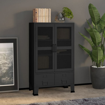 Storage Cabinet Office Cabinet with Mesh Doors for Living Room Metal by Red Barrel Studio