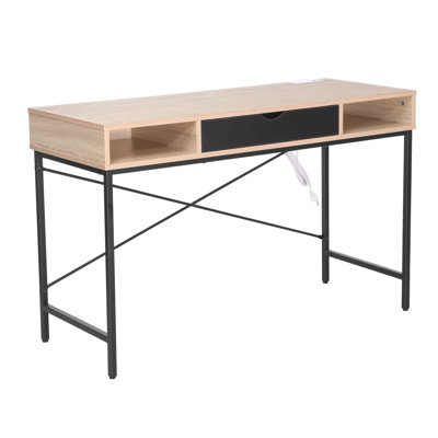 Desk with Built-in Outlets - Modern Office Desk with USB Charging Ports by 17 Stories