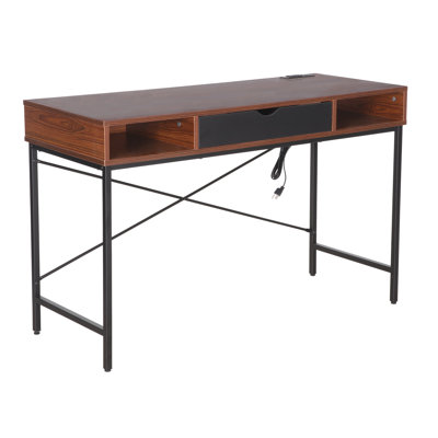 Desk with Built-in Outlets - Modern Office Desk with USB Charging Ports by 17 Stories