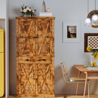 Dundonald 72.6" Tall Kitchen Pantry with 4 Adjustable Shelves, Storage Cabinet with 4 Doors for Kitchen, Living Room