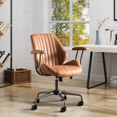 Kalysia Modern Suede Home Office Chair with Mid Back Support and Rolling Swivel Wheels for Executive Office
