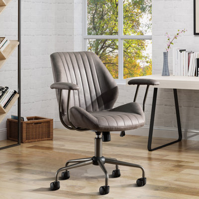 Kalysia Modern Suede Home Office Chair with Mid Back Support and Rolling Swivel Wheels for Executive Office by 17 Stories
