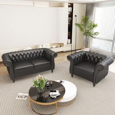 Aadit 2 Piece Faux Leather Living Room Set by Alcott Hill