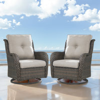 Deb Swivel Wicker Rattan Outdoor Rocking Chairs Set by Red Barrel Studio