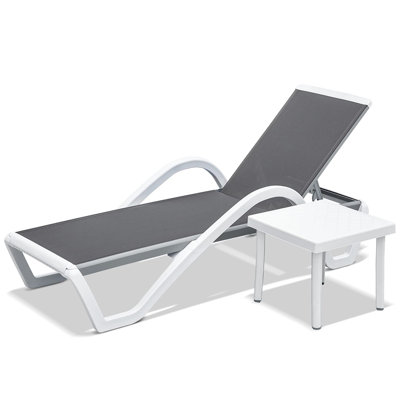 Patio Chaise Lounge Outdoor Aluminum Polypropylene Chair With Adjustable Backrest,For Beach by Latitude Run