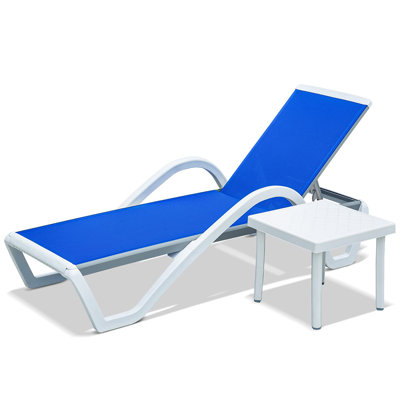 Patio Chaise Lounge Outdoor Aluminum Polypropylene Chair With Adjustable Backrest,For Beach by Latitude Run