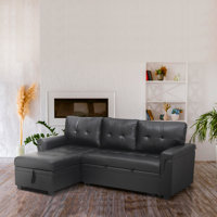 Allport Sectional Sleeper Couch with Storage Pull Out Couch Bed, Reversible Sleeper Sofa by Ebern Designs