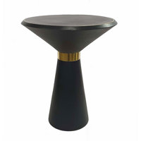 Solid Wood Pedestal End Table by Everly Quinn