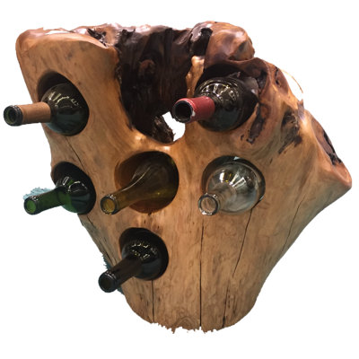 Darely 6 Bottle Solid Wood Floor Wine Bottle Rack in Brown by Loon Peak