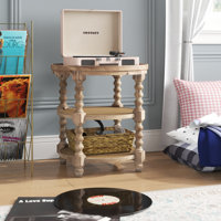 Alberteen Round 3-Tiered Side Table, Natural End Table for Lving Room Bedroom Entryway by Lark Manor