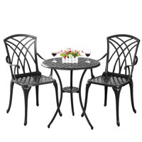 Aishvi Round 2 - Cast Aluminum Bistro Set Outdoor Table and Chair Set of 2 for Garden,Black