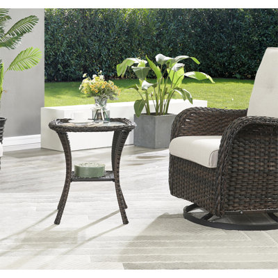 Tonry Glass Outdoor Side Table by Winston Porter