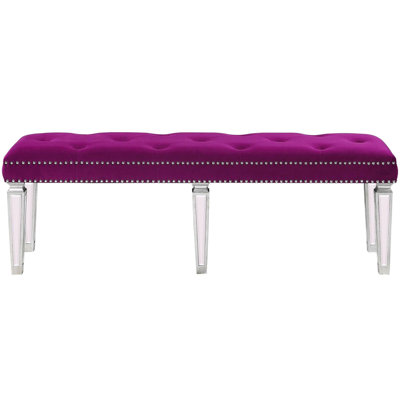 Bench With Button Tufted In Mirrored by Rosdorf Park