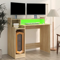Desk Home Office Table Computer Desk with LED Lights Engineered Wood by Wrought Studio