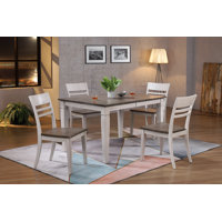 Corinna Extendable Butterfly Leaf Solid Wood Dining Set in White and Grey by Gracie Oaks