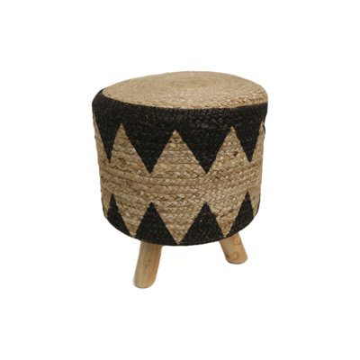 Gerren 14" Wide Round Geometric Footstool Ottoman by Union Rustic