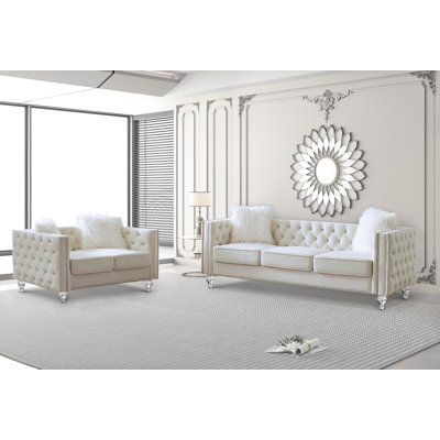 Eriseld 2 Pieces Velvet Conservatory Living Room Sofa Set by House of Hampton