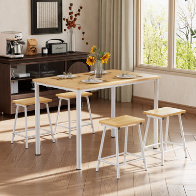 Whipton 4-Person Modern Counter Height Dining Table Set Bar Dining Table with 4 Stools by The Twillery Co.