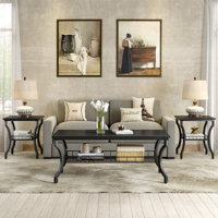 Aliona 3-Piece Coffee Table and End Table Set, Modern Industrial Accent Tables with Storage Shelf, Engineered Wood and Metal Living Room Furniture by Lark Manor