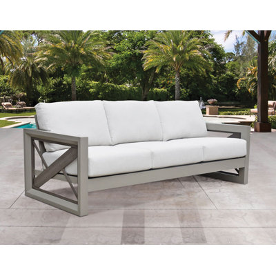 Hirono 82" Wide Outdoor Patio Sofa with Cushions by Latitude Run