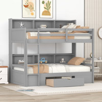 Genesy Twin Standard Bunk Bed with Bookcase by Harriet Bee by Harriet Bee