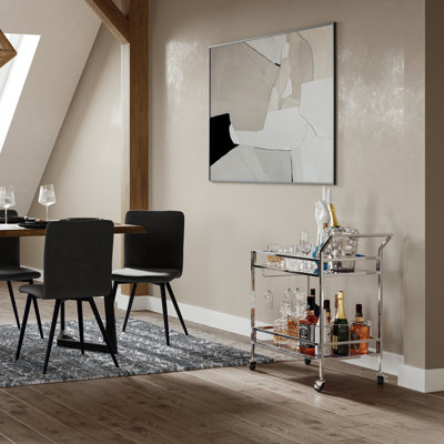 Watts 26 inch Bar Cart in Chrome by Simpli Home