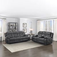 Driscoll Traditional 2-Piece Living Room Set with Polished Microfiber Upholstery, Manual Tab Pull Reclining & Foam over Pocket Coils Comfort by Red Barrel Studio