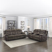 Driscoll Traditional 2-Piece Living Room Set with Polished Microfiber Upholstery, Manual Tab Pull Reclining & Foam over Pocket Coils Comfort by Red Barrel Studio