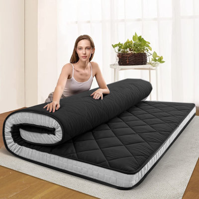 Extra Thick Sleeping Bed for Floor, Roll up Memory Foam Mattress, Folding Floor Lounger by Alwyn Home