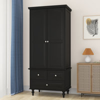 Talisha Freestanding Wooden Wardrobe Armoire with 3 Drawers by Lark Manor