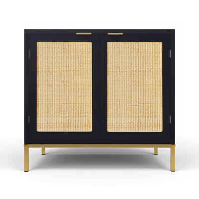 2-Door Accent Cabinet, Rattan Storage for Bedroom Living Room by Mercer41