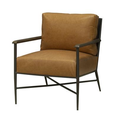 24" W Top Grain Leather Armchair by George Oliver