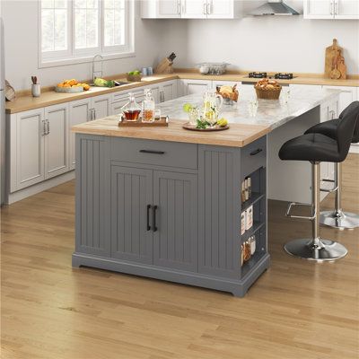 Londono Modern Rolling Kitchen Island Wood Storage Cabinet With Drawer, Open Shelving, And Interior Shelving by Lark Manor