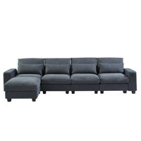 Wide Modern Large L-Shape Feather Filled Sectional Sofa, Convertible Sofa Couch with Reversible Chaise,sectional couch,sectionals by Latitude Run