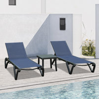Ixtzel 3 Piece Outdoor Metal Chaise Lounge with Table Set