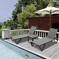 Ixtzel 3 Piece Outdoor Metal Chaise Lounge with Table Set by Latitude Run