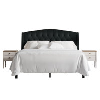 Rissie Gorgeous Upholstered Bed With 2 Nightstands In Linen by Red Barrel Studio