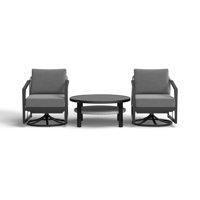 Abalone 3 Piece Patio Outdoor Swivel Seating Set In Black Aluminum With Grey Wicker And Cushions by Joss & Main