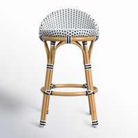 Ellie Rattan and Metal Low Back Counter Stool by Birch Lane