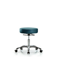 Vinyl Stool Without Back Chrome - Desk Height With Casters In Storm Supernova Vinyl by Inbox Zero