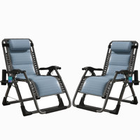 Lare Zero Gravity Chair Adjustable Reclining Patio Chairs with Removable Cushion,Headrest & Tray by Latitude Run