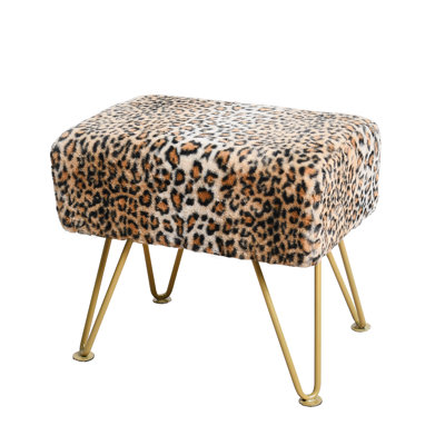 Faux Fur Upholstered Ottoman