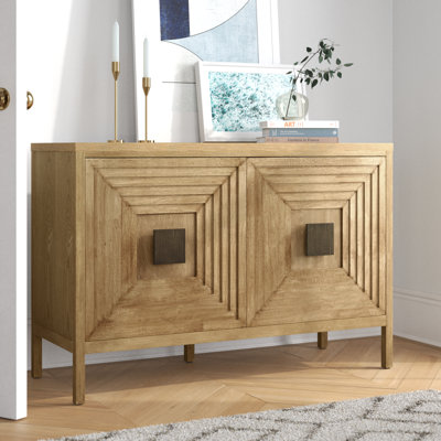 Paige 47.5" Geometric 2-Door Wood Storage Cabinet With Adjustable Shelves by Sand & Stable